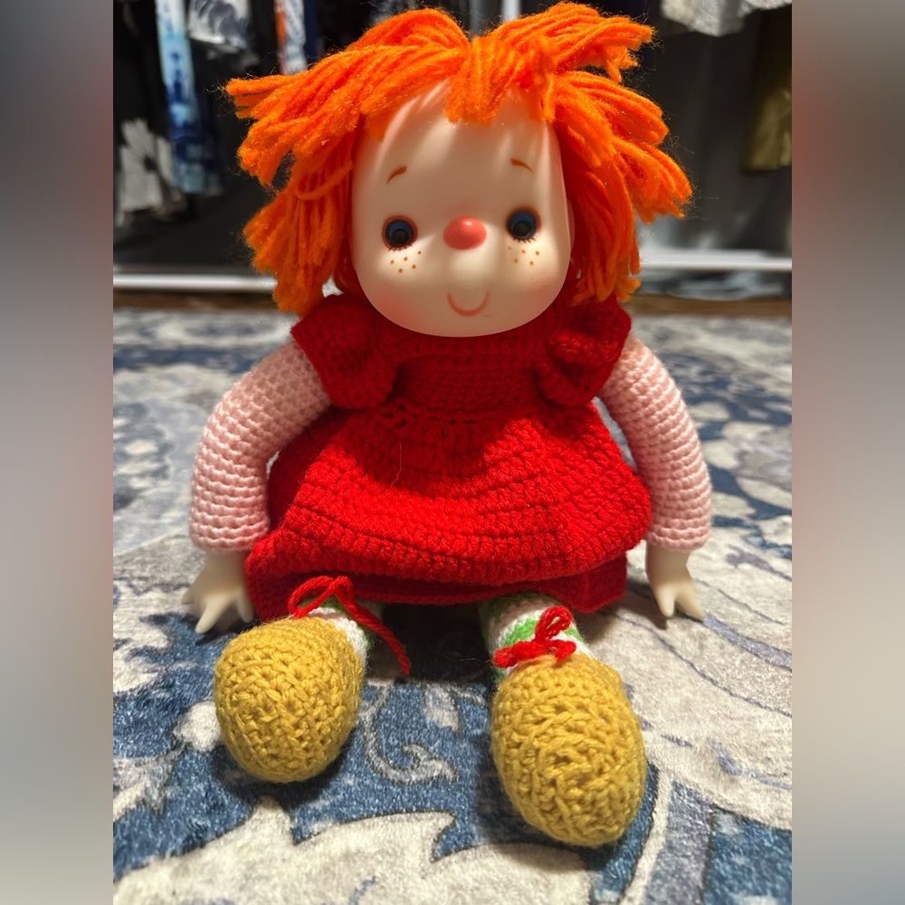 Vintage crochet watermelon doll